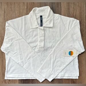 Vuori L/S Mackenzie Rugby Polo White Women SZ Small VW1298 NWT